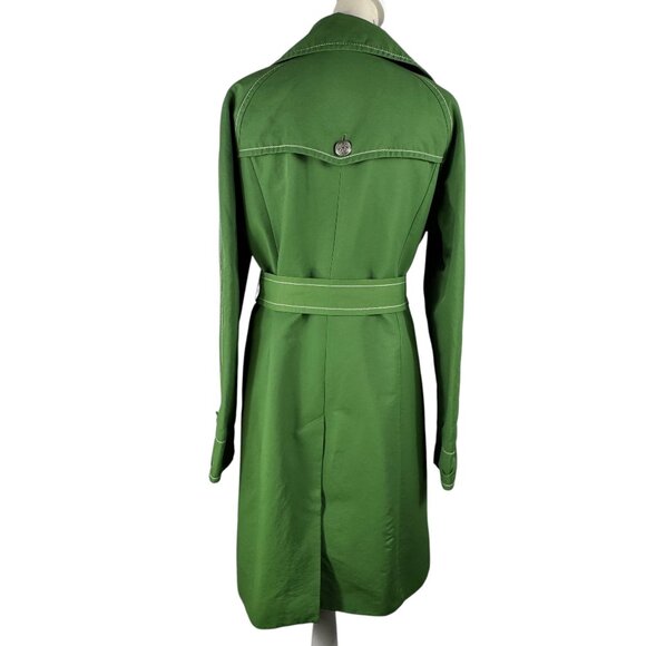 Ann Taylor Loft Green Double-Breasted Trench Coat Size Medium - Picture 3 of 12